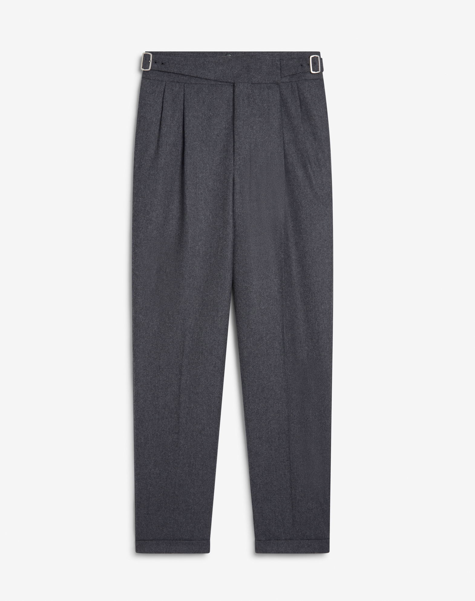 Shop Dunhill Wool Cashmere Flannel Double Pleated Gurkha Trousers In Grey