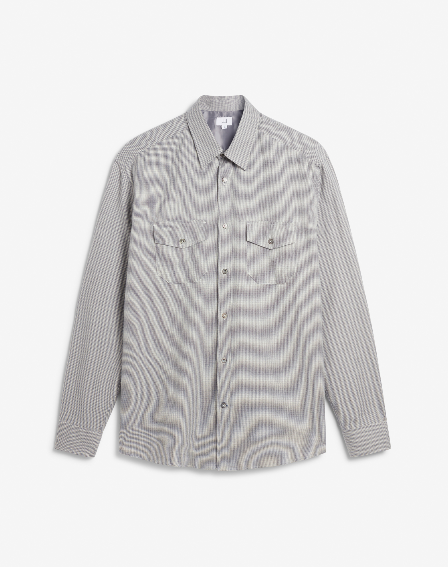 DUNHILL BRUSHED COTTON MICRO CHECK MILITARY POCKET SHIRT 