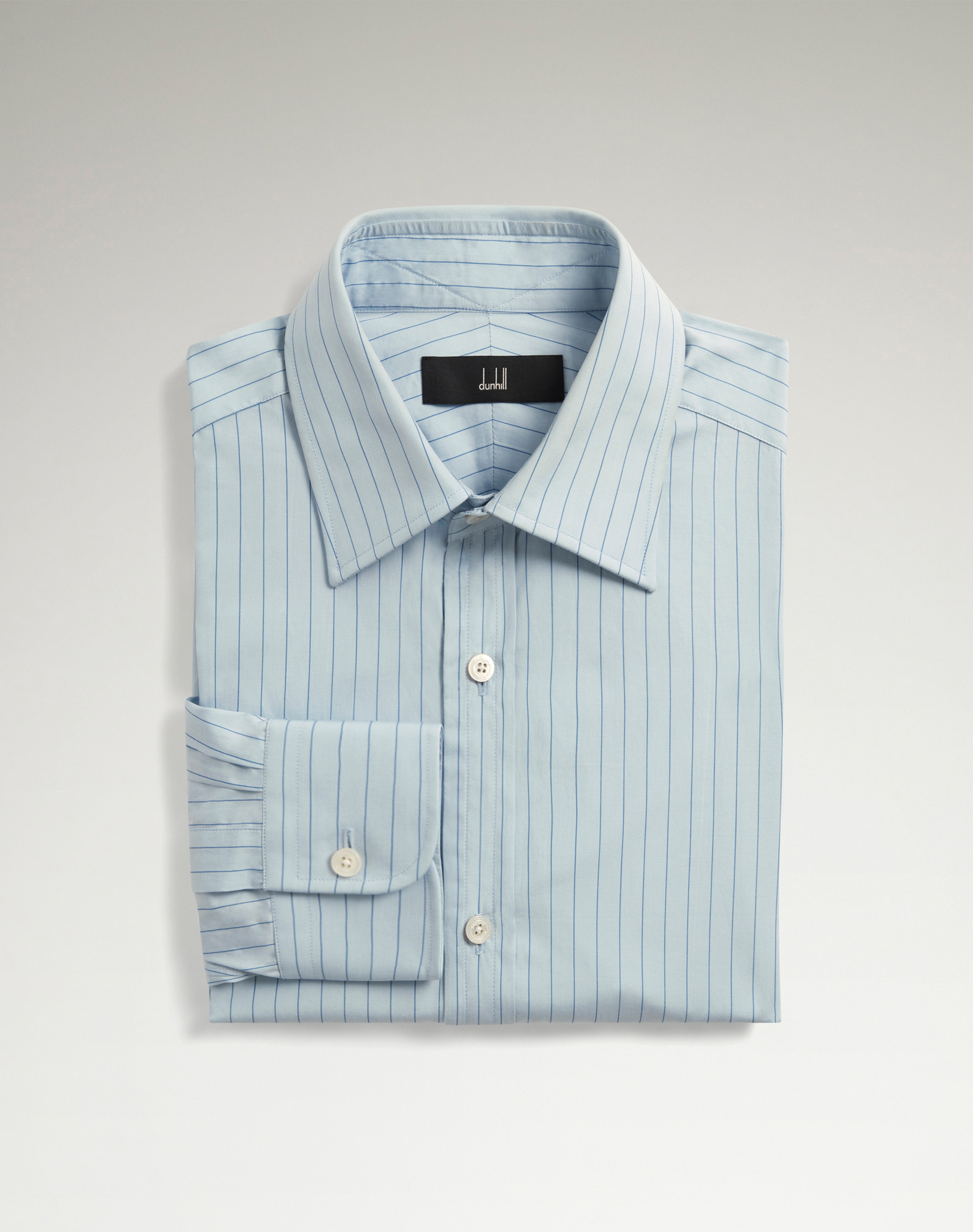 DUNHILL COTTON STRIPE POINT COLLAR FORMAL SHIRT 