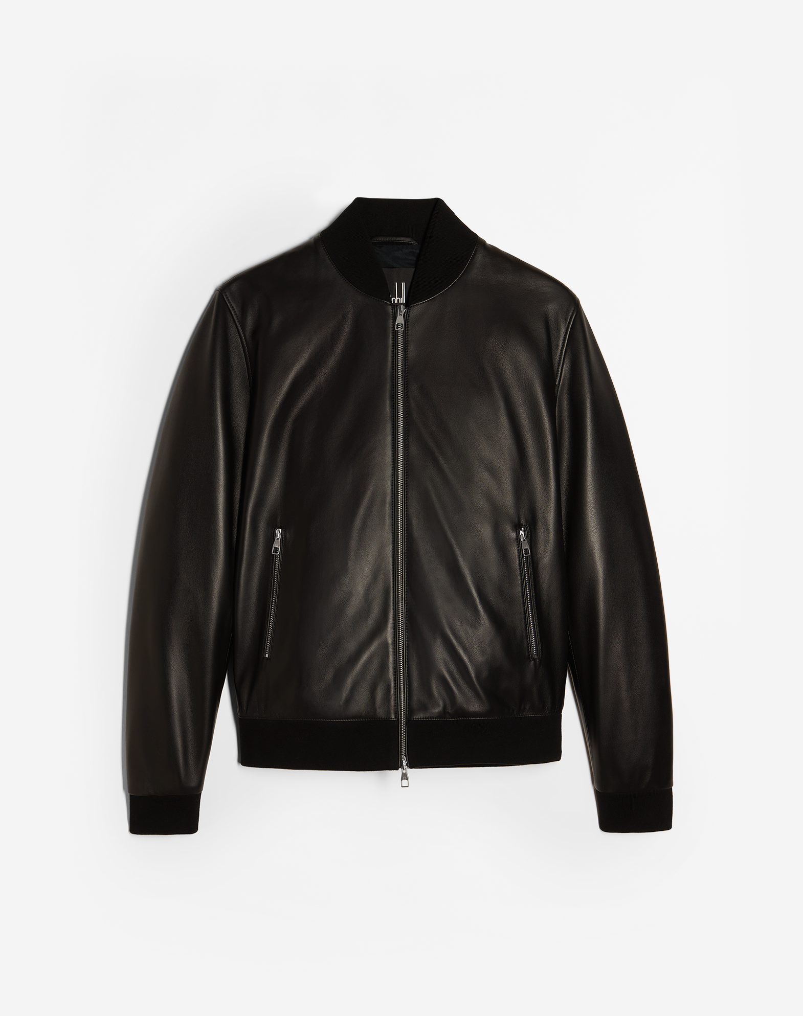 Dunhill Leather Bomber Jacket In Black