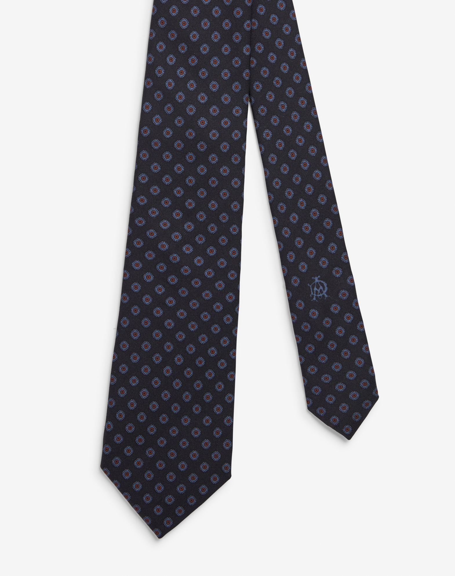 DUNHILL SILK GEOMETRIC MEDALLION PRINTED TIE 