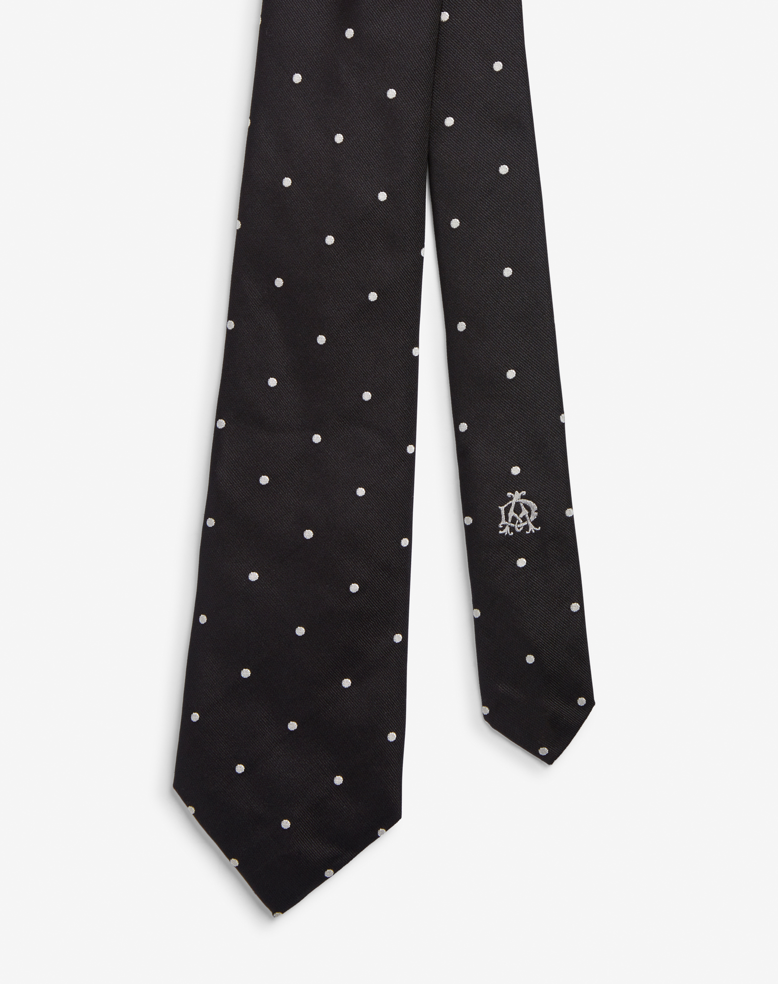 Shop Dunhill Polka Dot Silk Woven Tie In Black