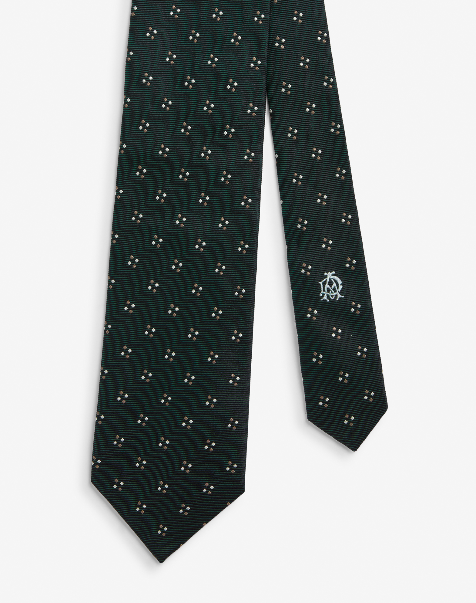 Shop Dunhill Silk Square Dot Woven Tie In Green