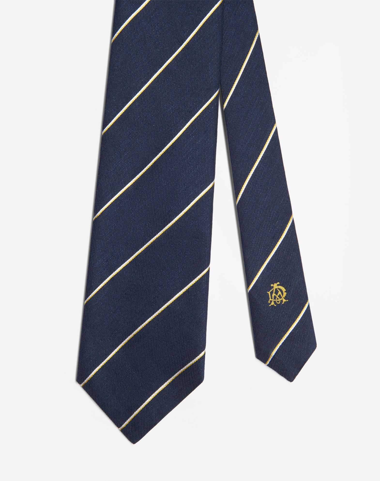 Dunhill Silk Linen Stripe Woven Tie 9cm In Blue